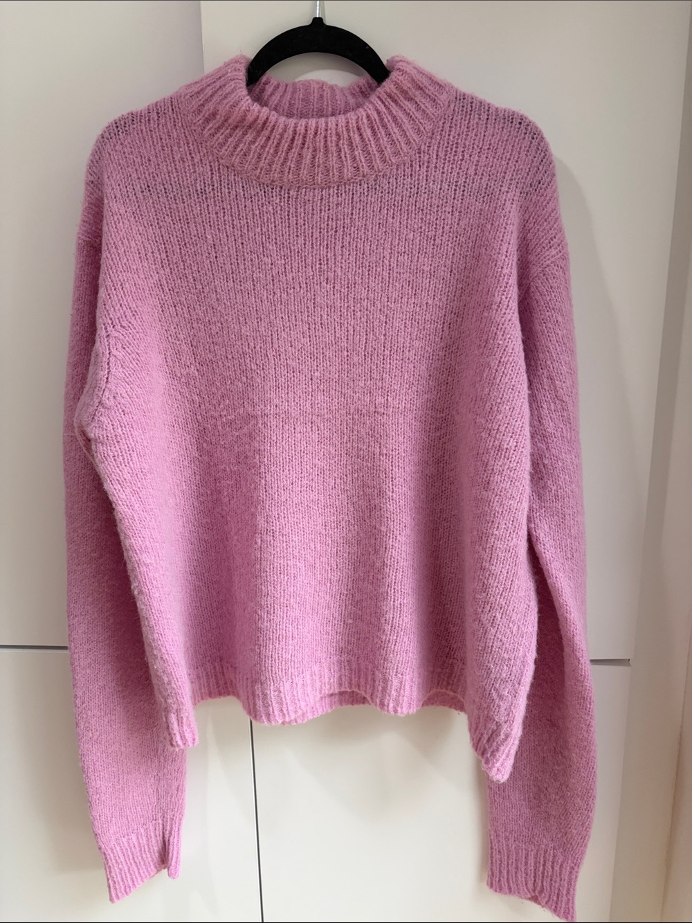 Tibi Women’s Pink Mock Neck Alpaca Sweater